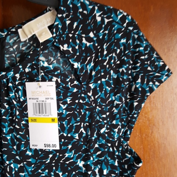 NEW MICHAEL KORS BLACK BLUE PRINT SUMMER DRESS M - Picture 3 of 6